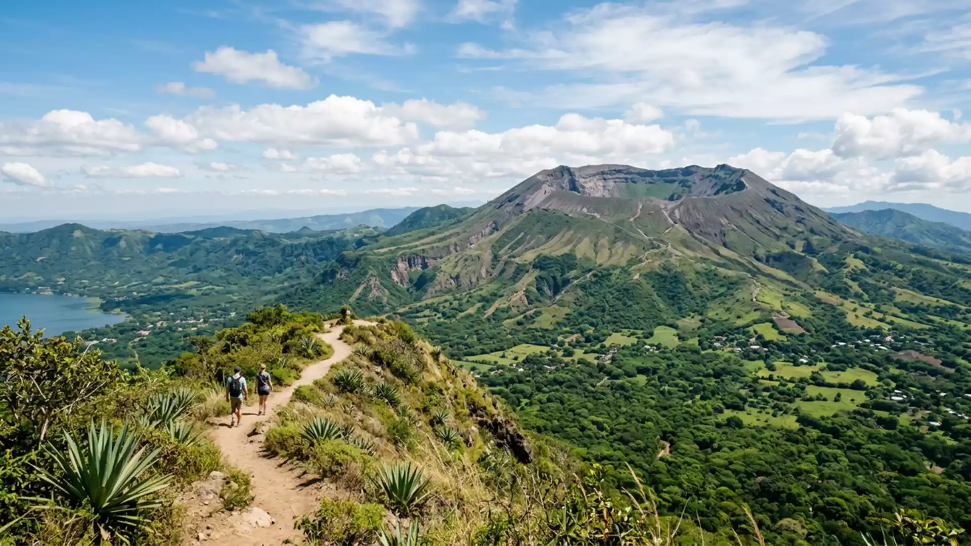 Volcan de Santa Ana and its crater lake above El Salvador